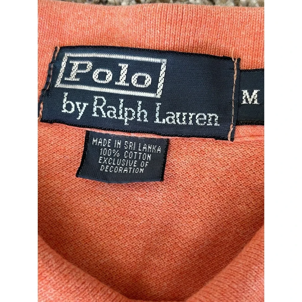 Polo Ralph Lauren‎ Shirt Mens Medium M Orange Green Pony Rugby Polo SS